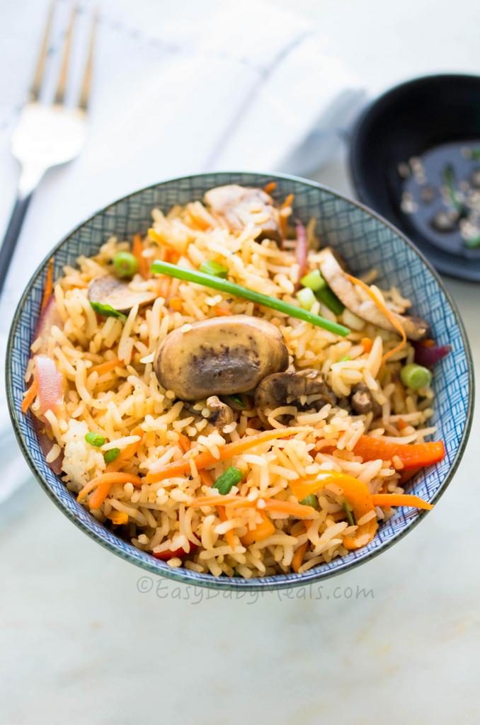 Quick Mushroom Fried Rice- Easy Baby Meals-www.easybabymeals.com