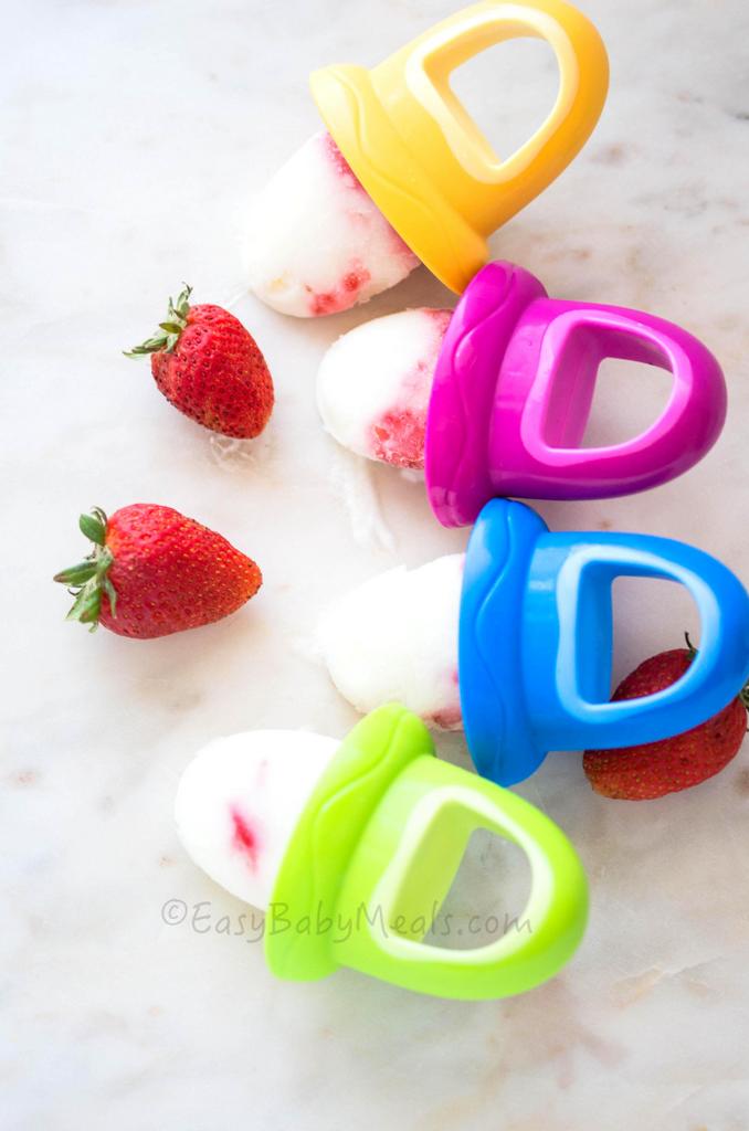 Yogurt Strawberry Teething Popsicles