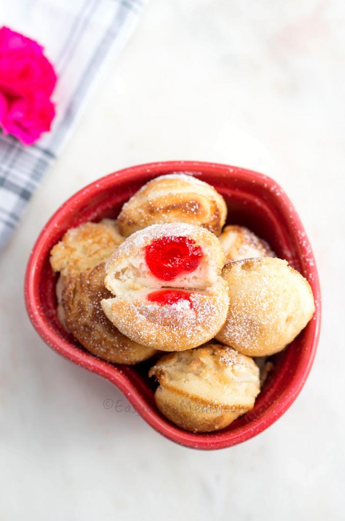 Cherry Stuffed Pancake Bites
