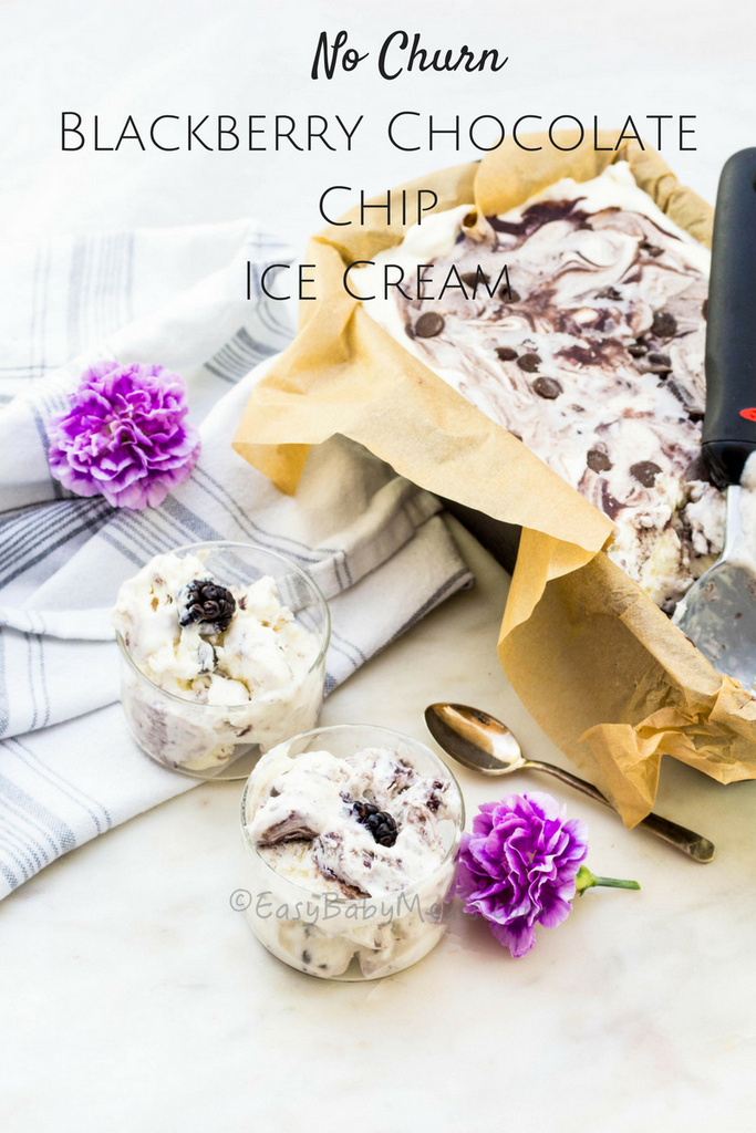 No Churn Black Berry Chocolate Chip Ice cream- Summer Treat