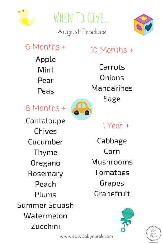 When To Give August Produce- Easy Baby Meals
