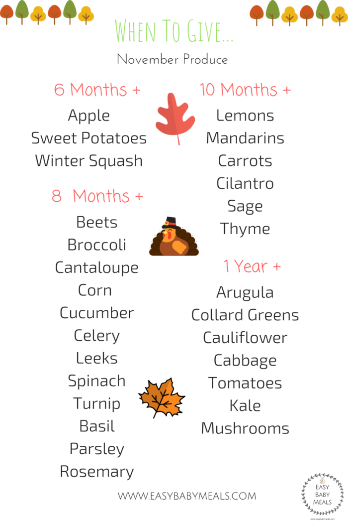 When To Give November Fruits And Vegetables