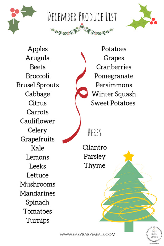 December Produce List- Easy Baby Meals- www.easybabymeals.com