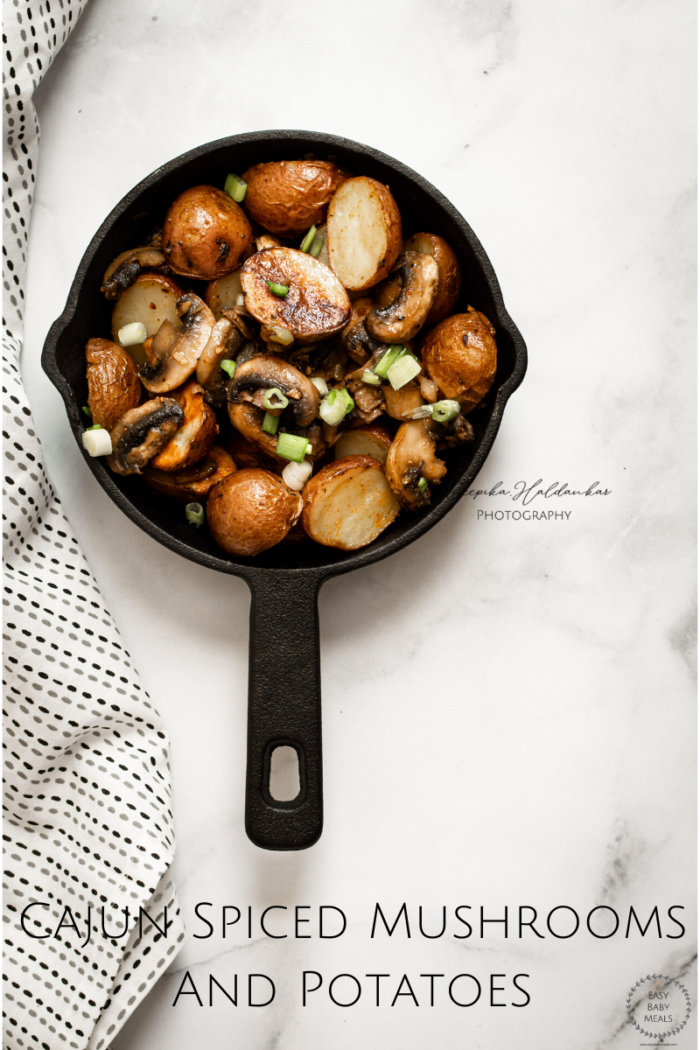 Mushrooms And Potatoes cooked in Cajun Spices